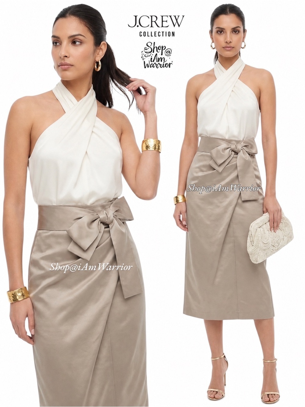 J.Crew NWT duchess satin wrap around sash midi skirt *shop@iamwarrior